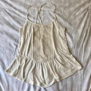 American Eagle Peplum Cream Pattern Tank